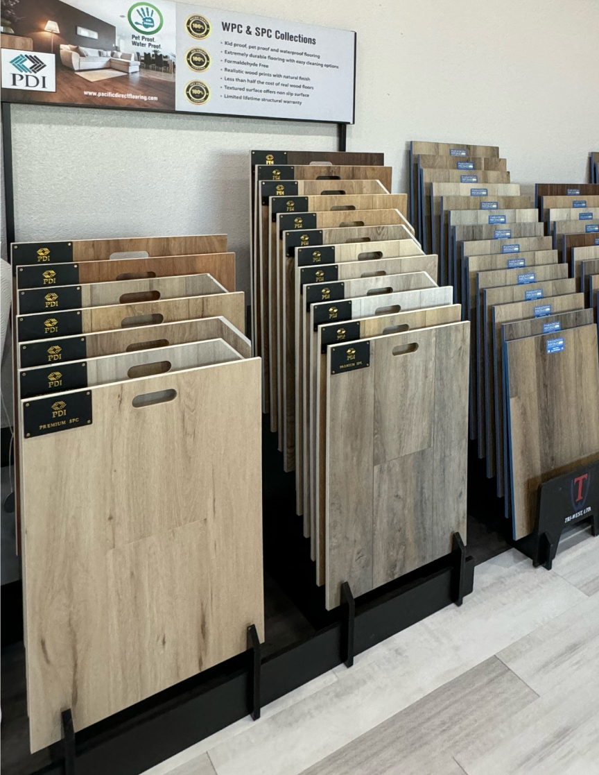 flooring showroom with engineered hardwood flooring